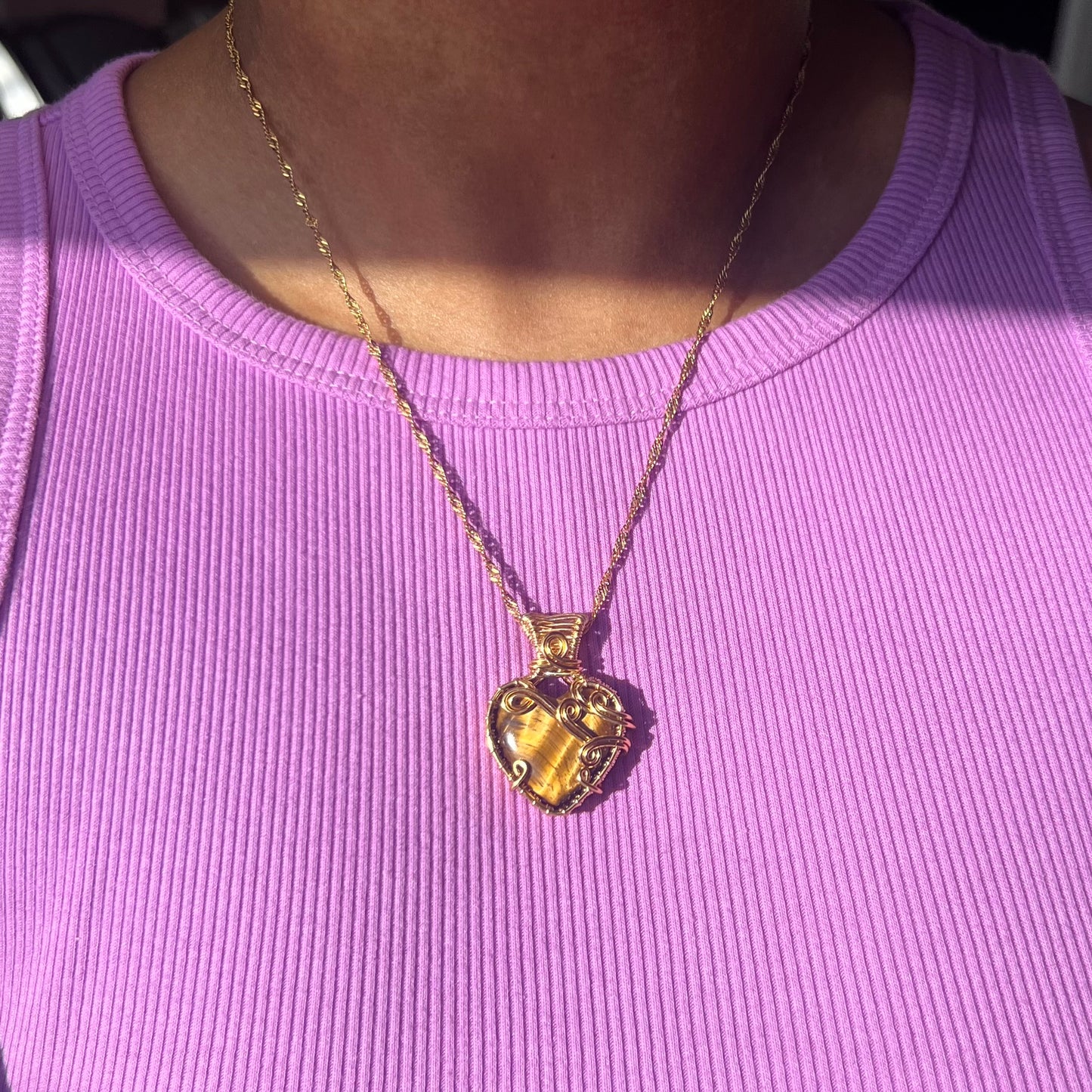 Tiger's Eye Heart Necklace