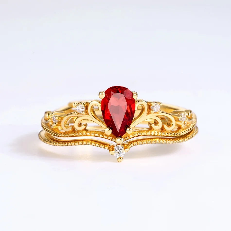 Garnet Elegance Double Stack Ring