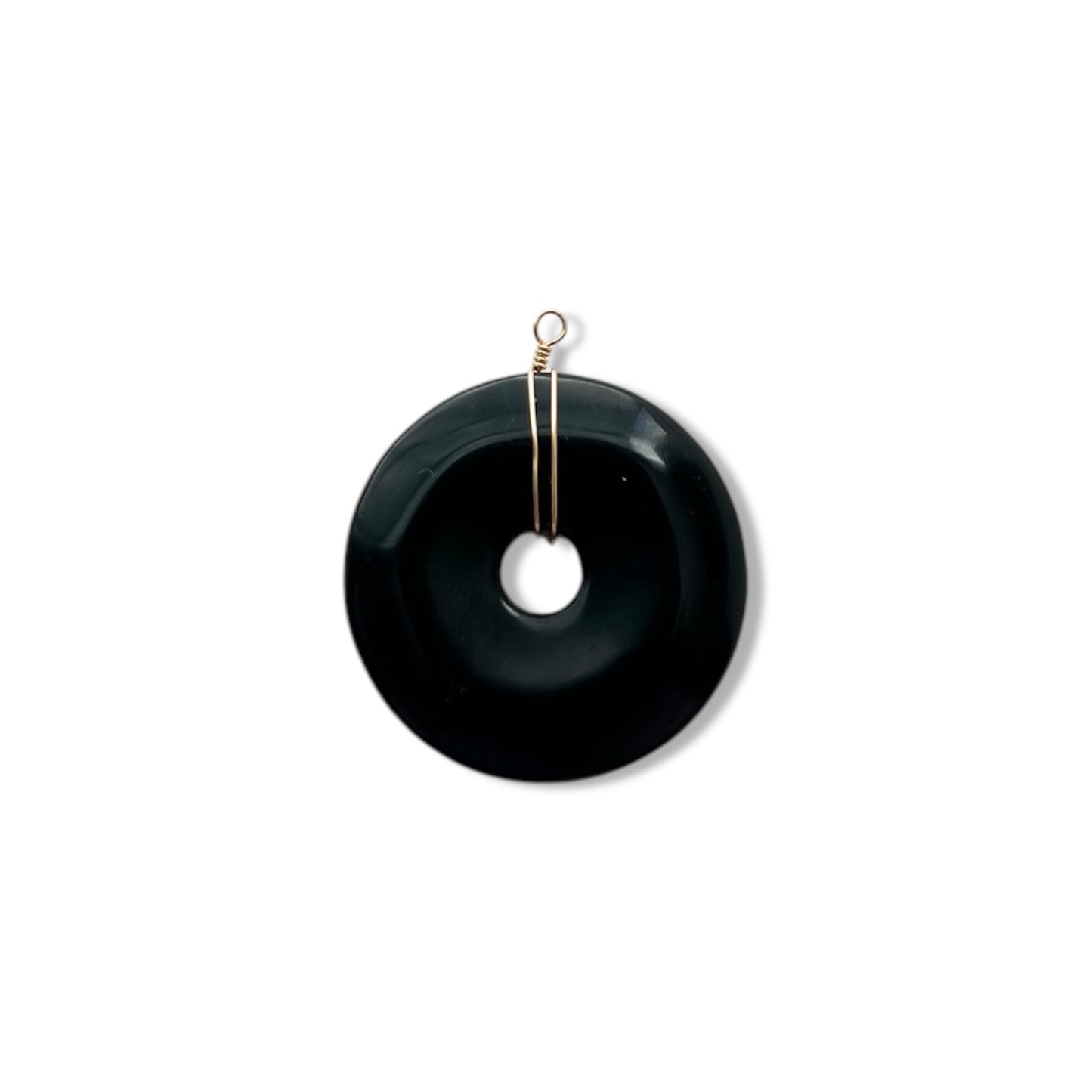 Black Obsidian Pi Stone Pendant *no chain* - Charm Bar Charms