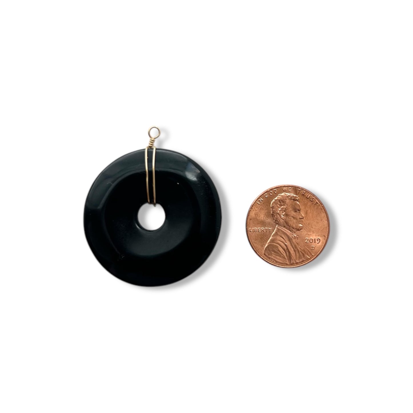 Black Obsidian Pi Stone Pendant *no chain* - Charm Bar Charms