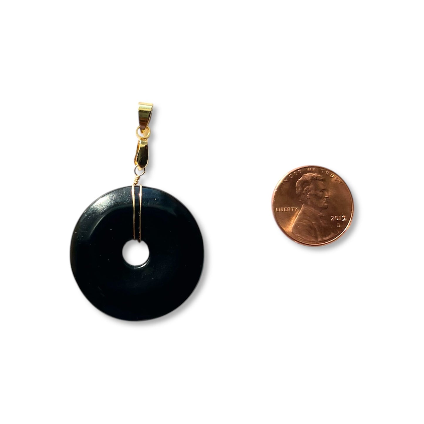 Black Obsidian Pi Stone Pendant *no chain* - Charm Bar Charms