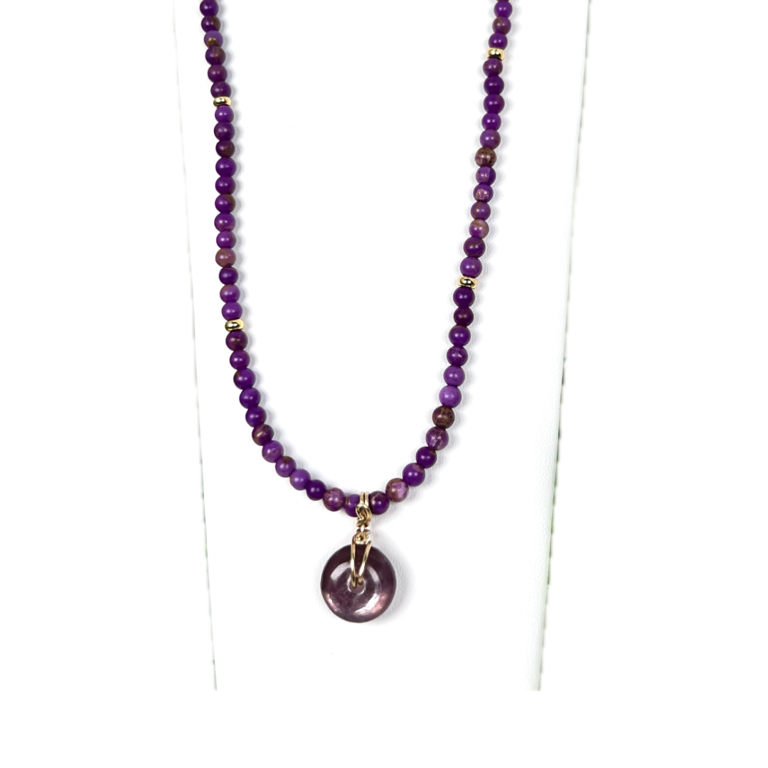 Gem Lepidolite x Phosphasiderite Necklace •gold filled•