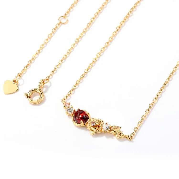 Garnet Rose Necklace