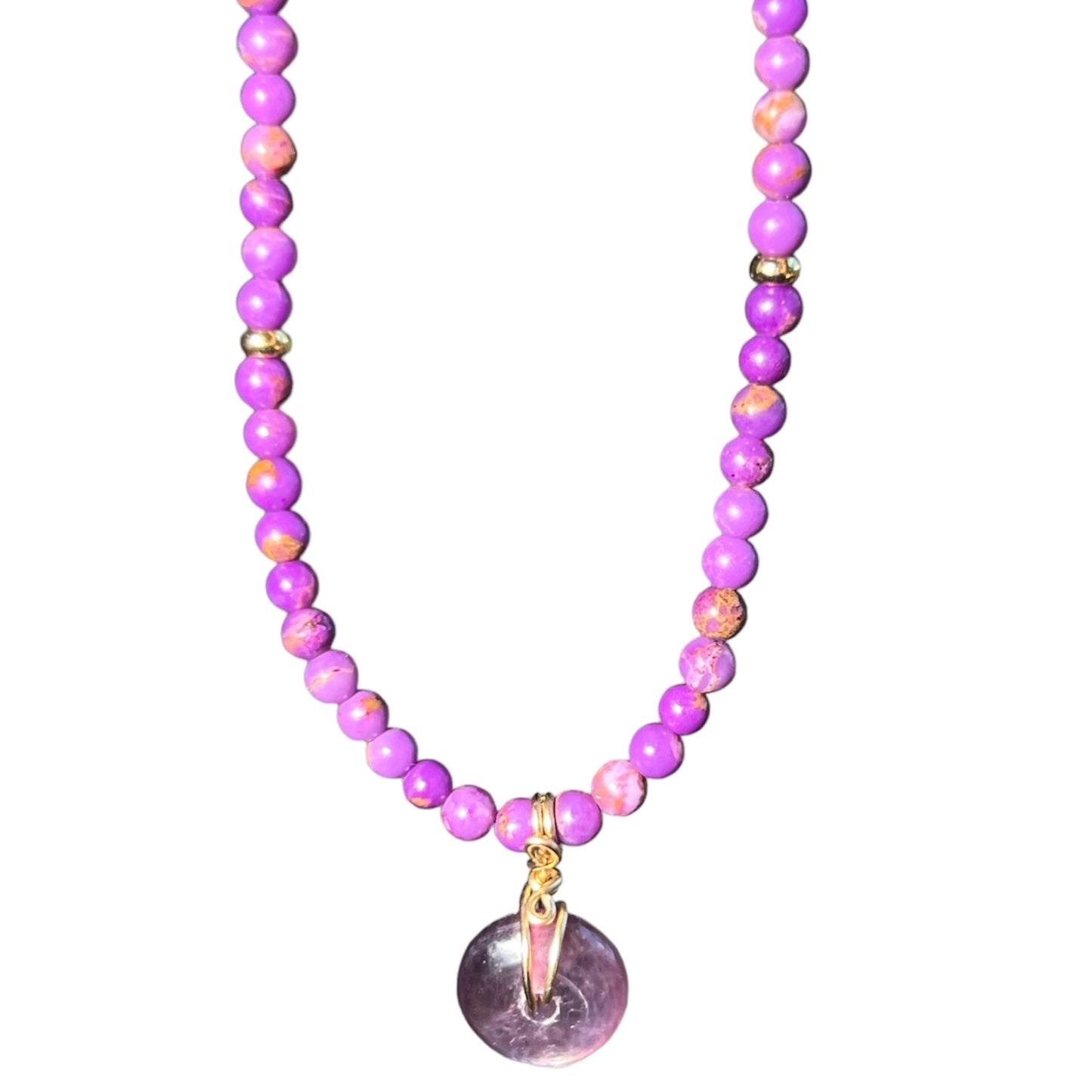 Gem Lepidolite x Phosphasiderite Necklace •gold filled•