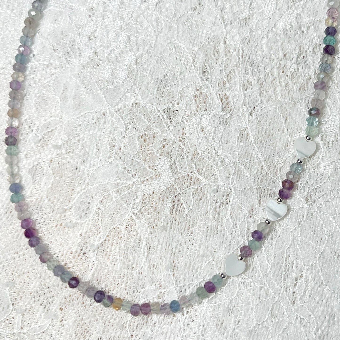 Fluorite x Mother of Pearl Heart Necklace