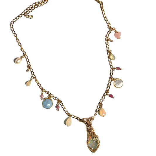 Angel Opal Charm Necklace