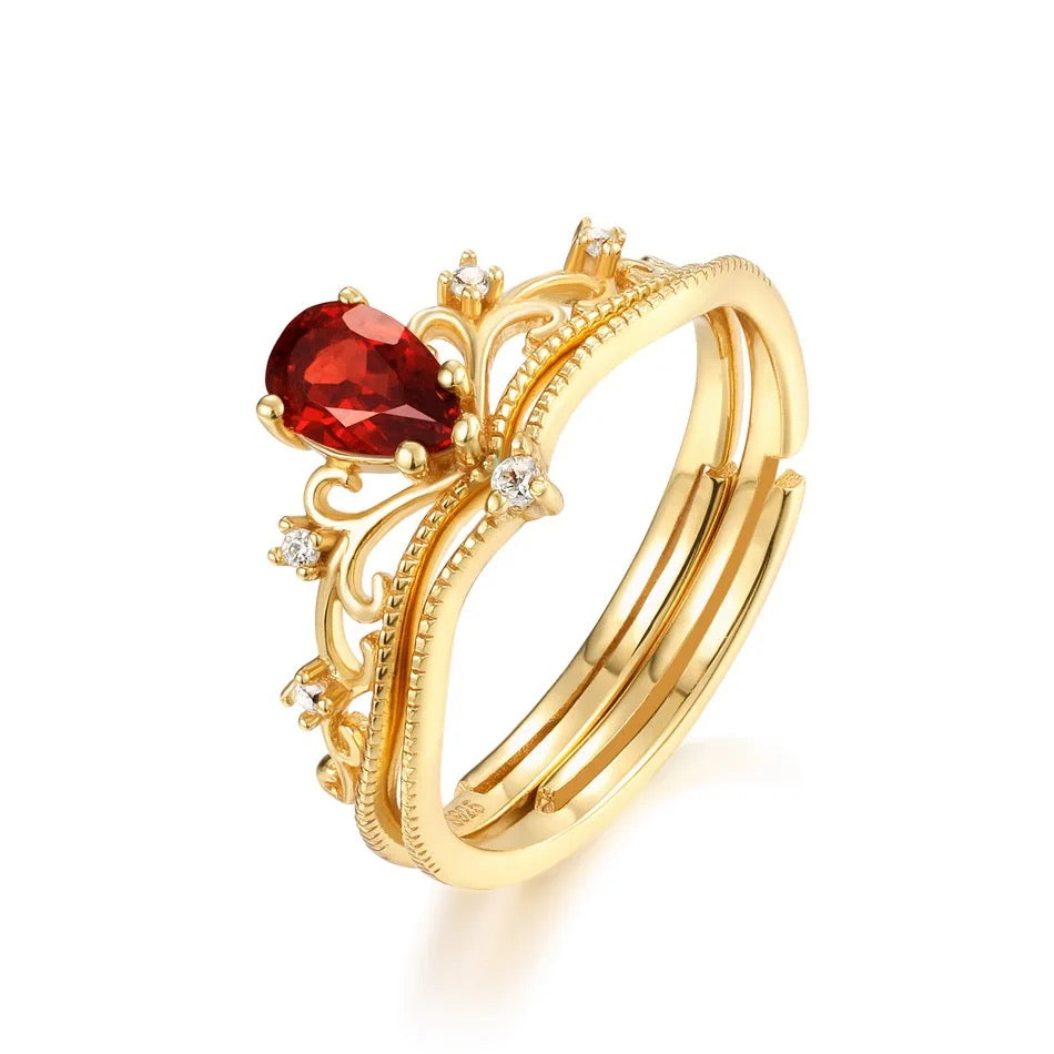 Garnet Elegance Double Stack Ring