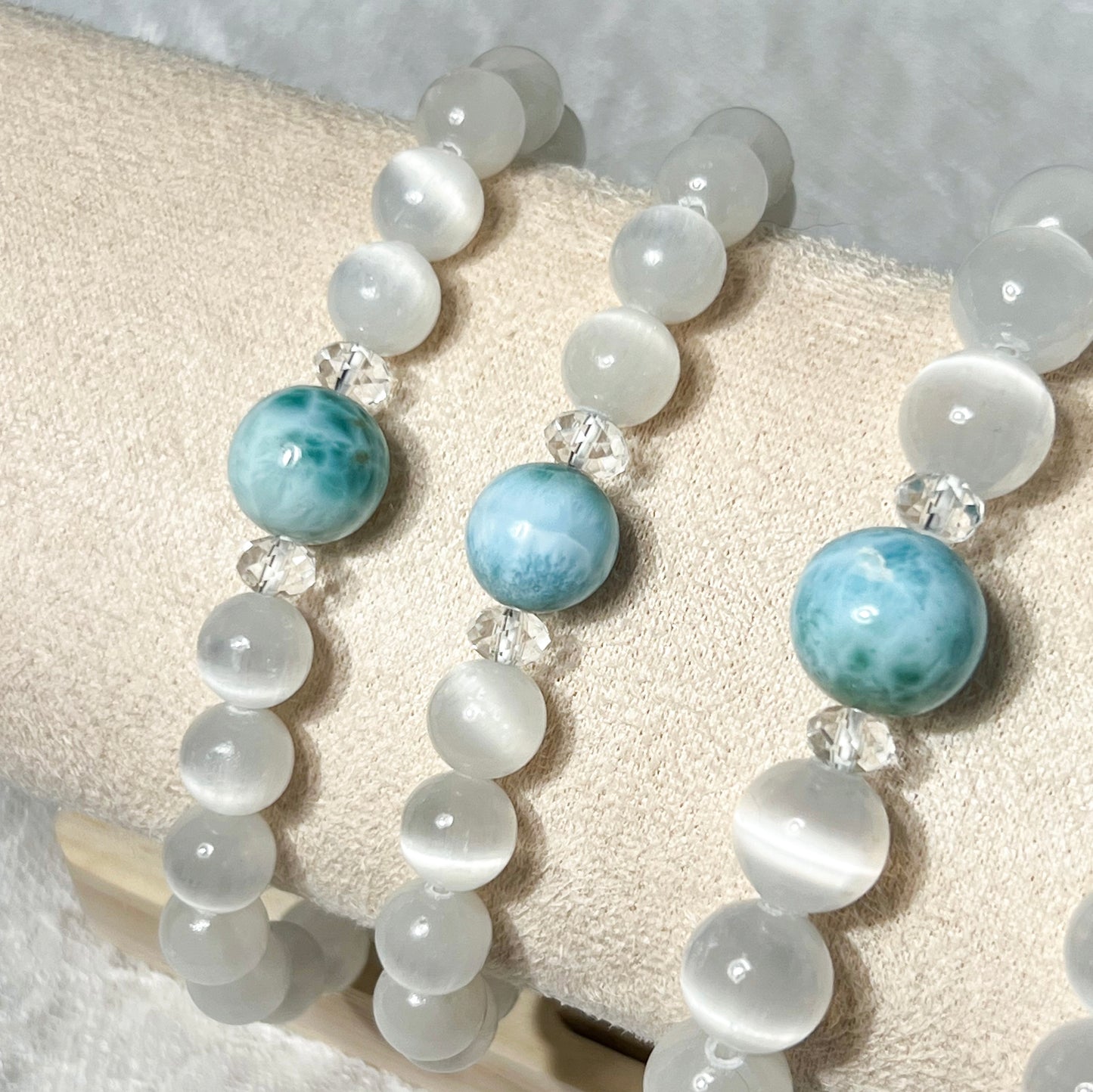 Larimar Accent Selenite Bracelet