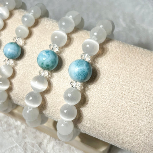 Larimar Accent Selenite Bracelet