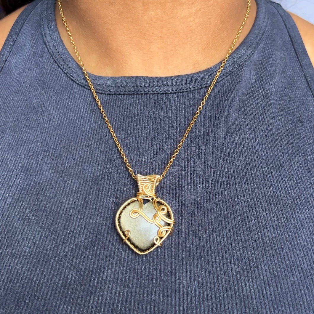 Gold Sheen Obsidian Heart Necklace