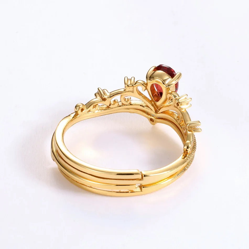 Garnet Elegance Double Stack Ring