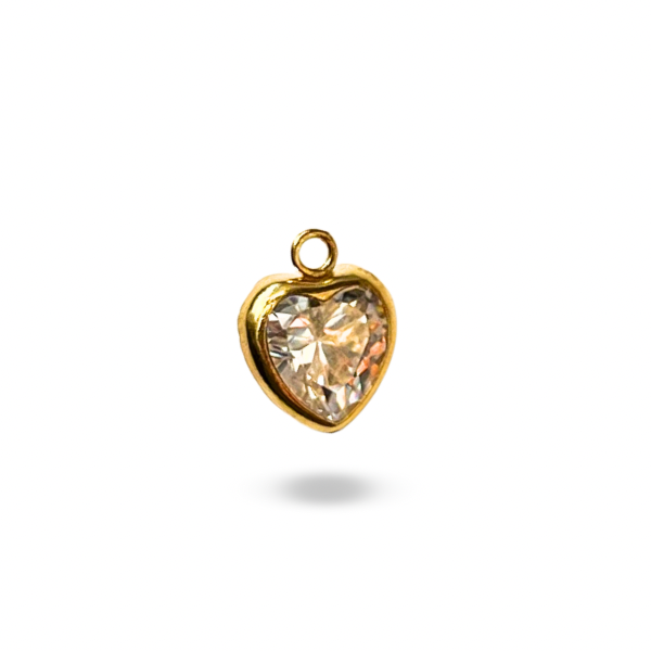 Gold Filled Cubic Zirconia Faceted Heart Charm