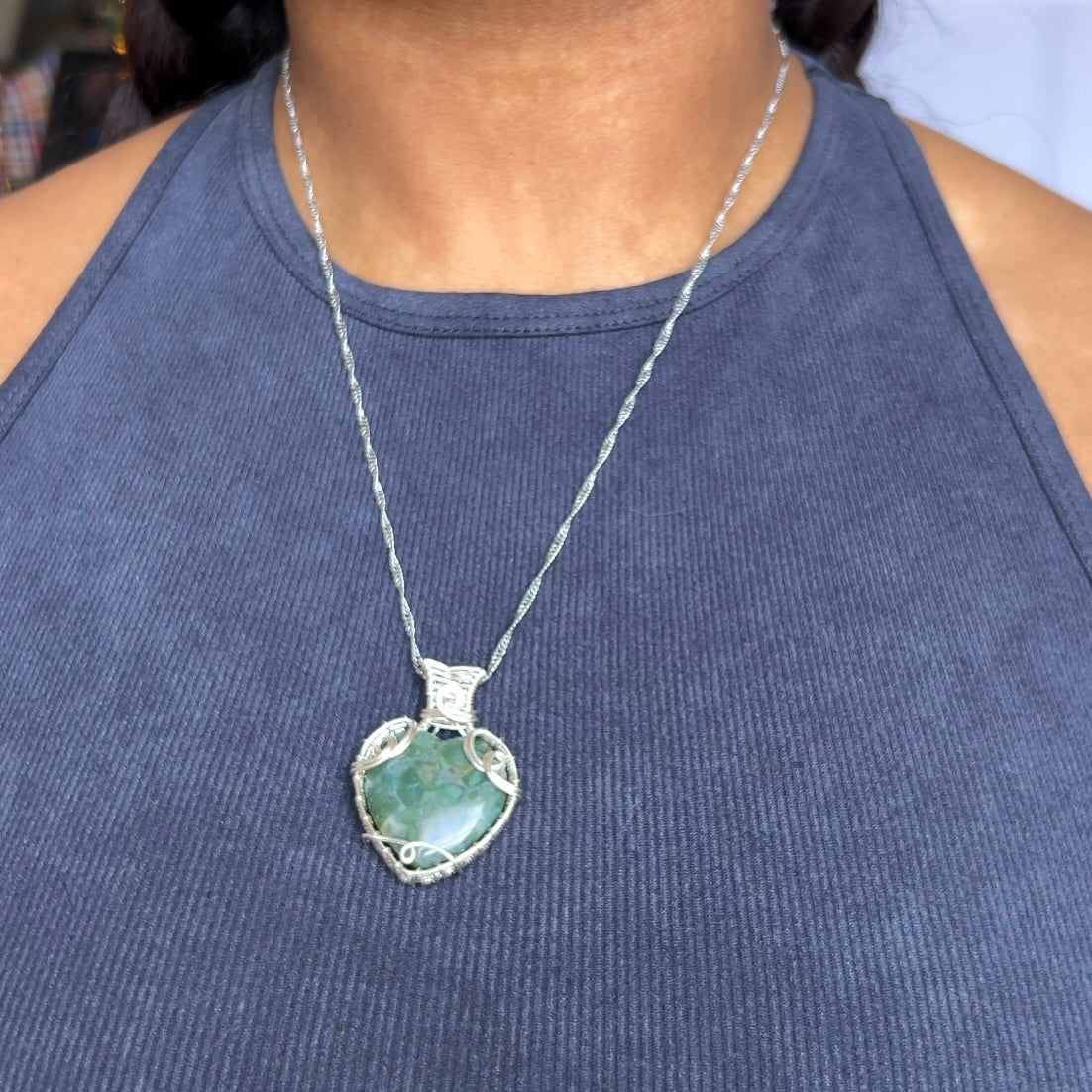 Moss Agate Heart Necklace