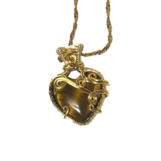 Tiger's Eye Heart Necklace