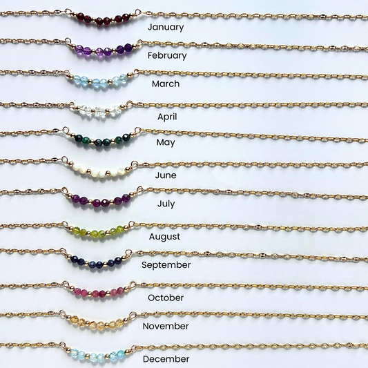 Birthstone Curved Bar Necklace