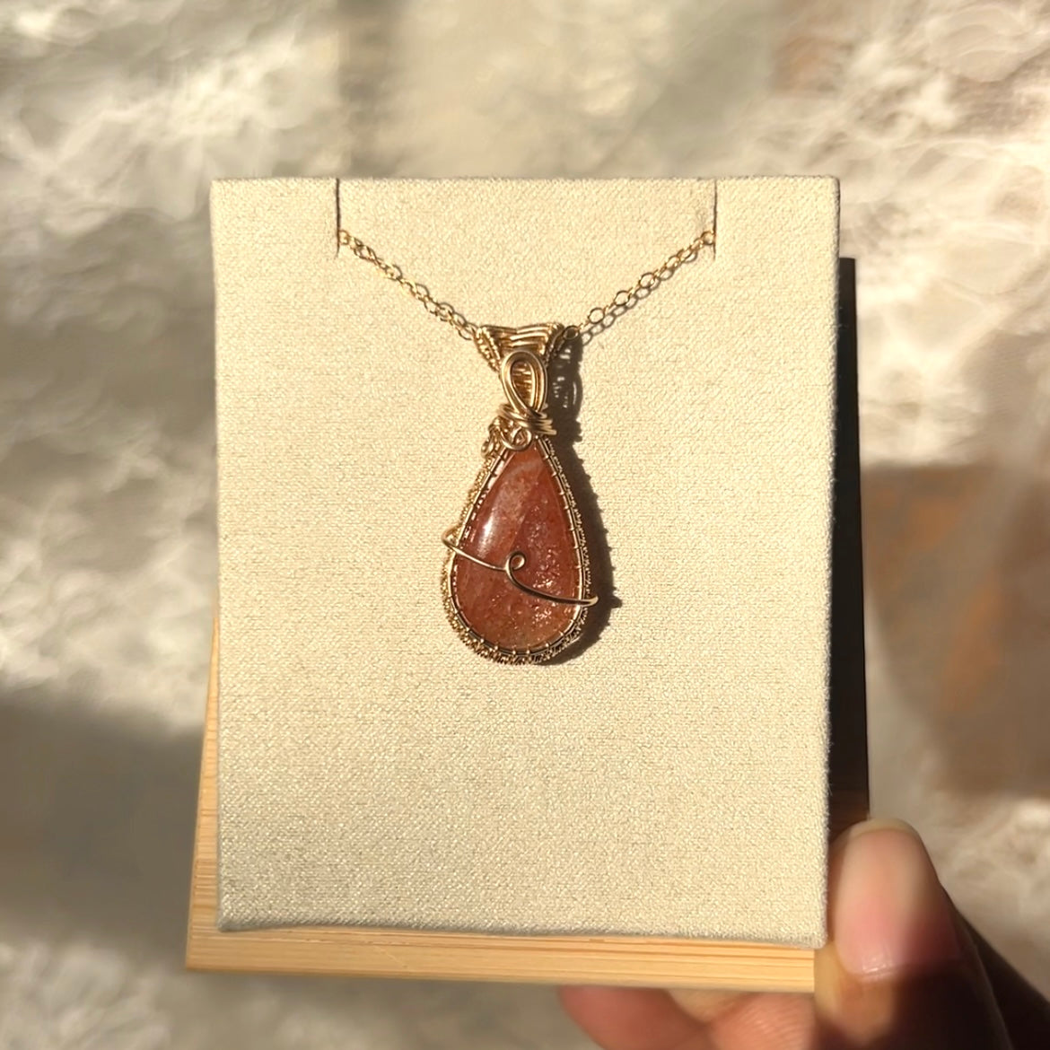 Sunstone Teardrop Necklace