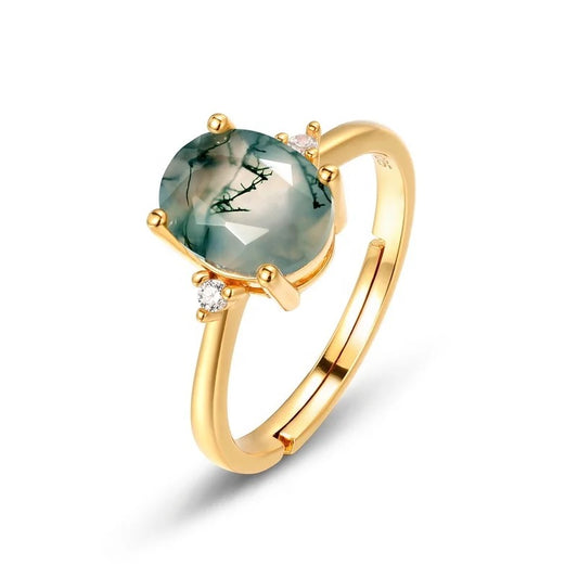 Moss Agate Oval Ring
