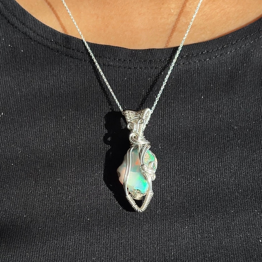 Opal Necklace Sterling Silver *B*