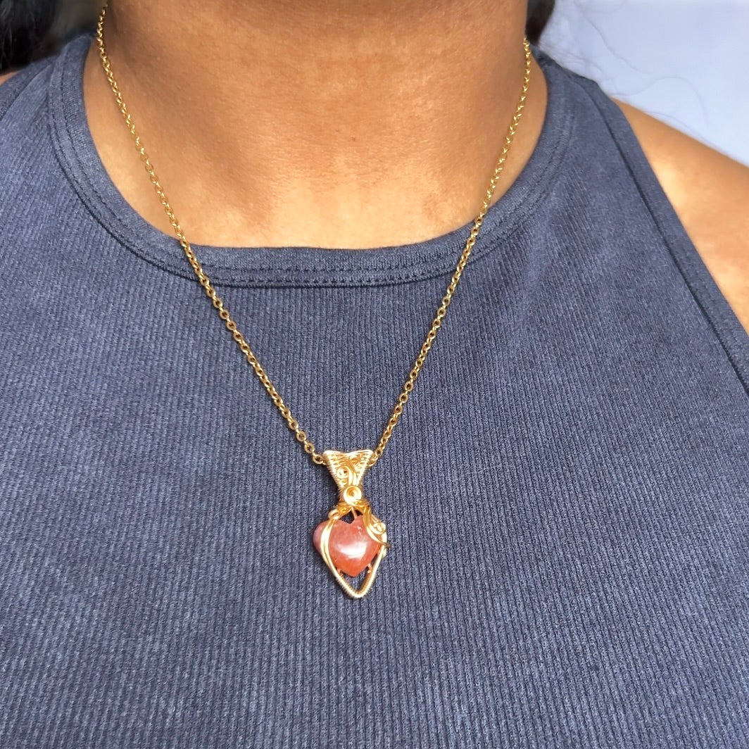 Sunstone Heart Necklace