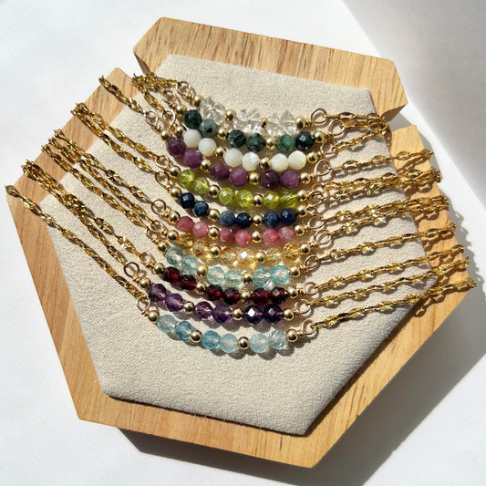 Birthstone Curved Bar Necklace