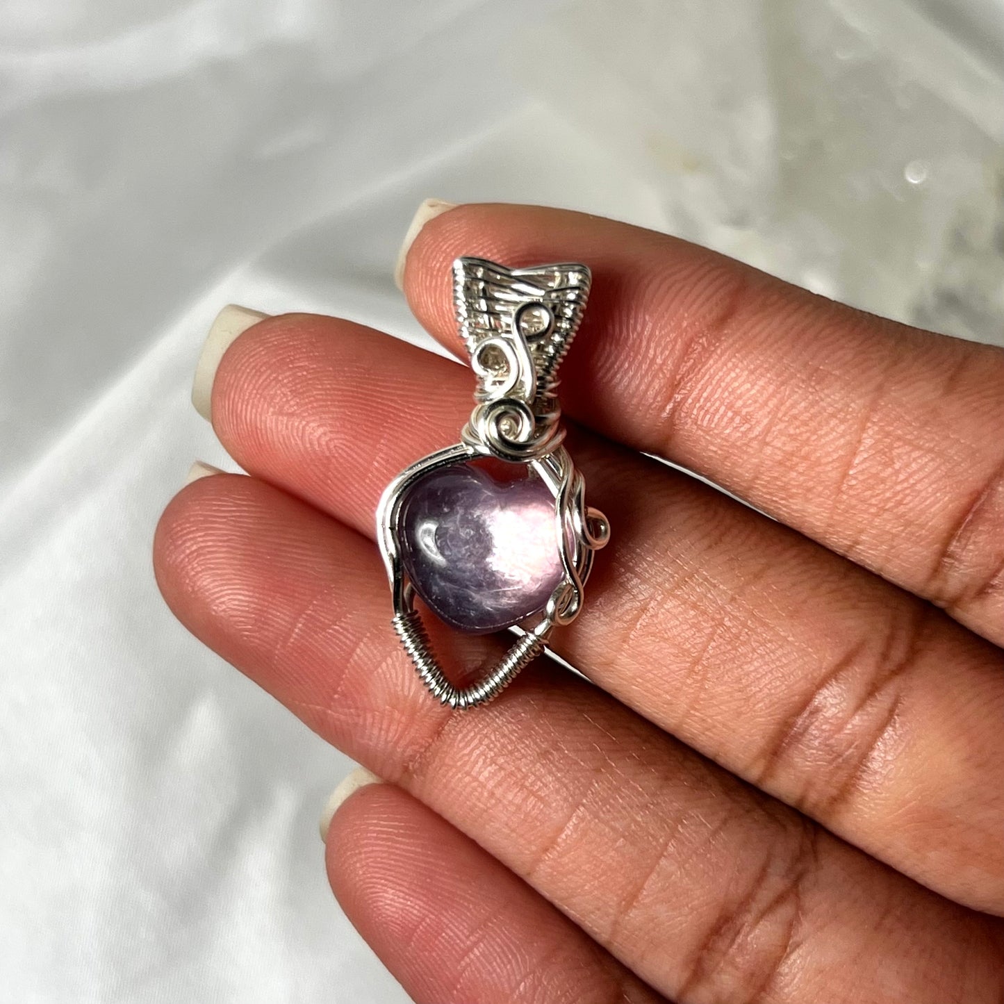 Gem Lepidolite Mini Heart Necklace