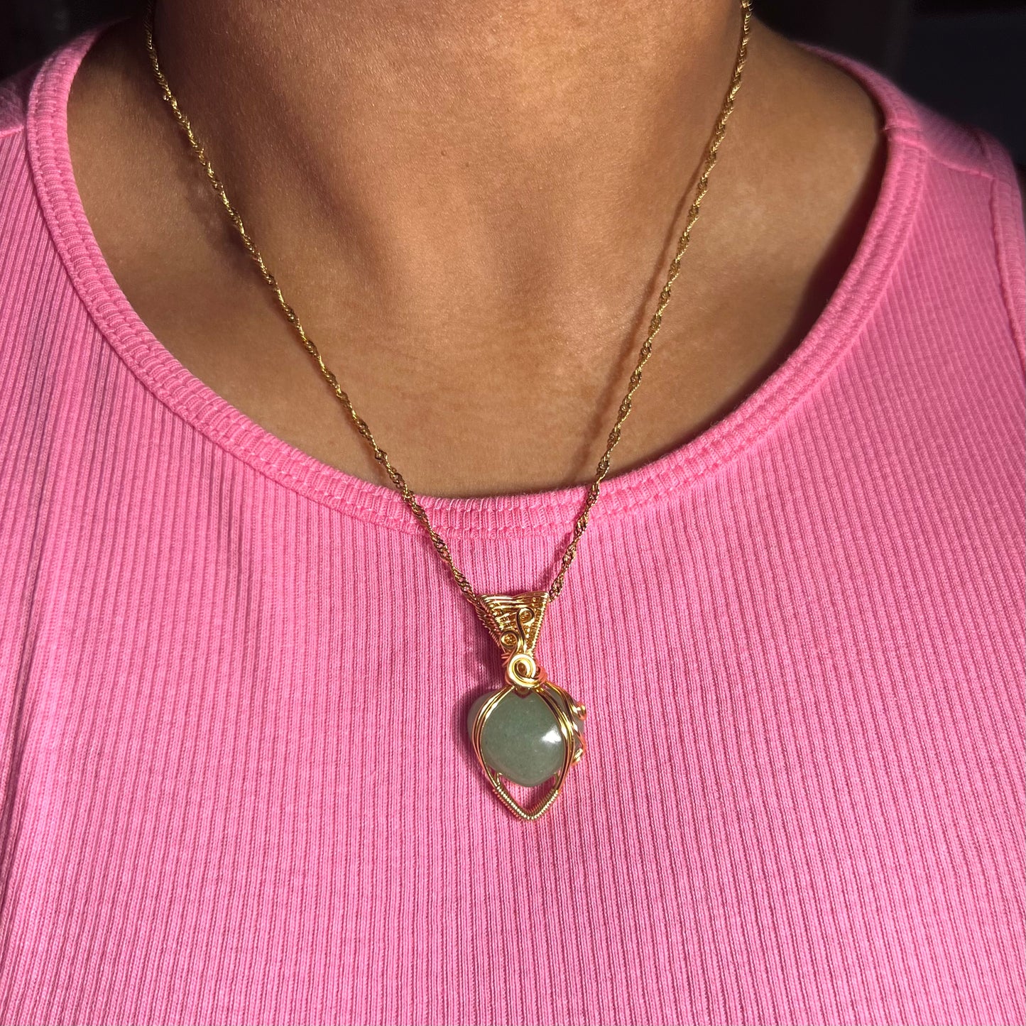 Green Aventurine Mini Heart Necklace