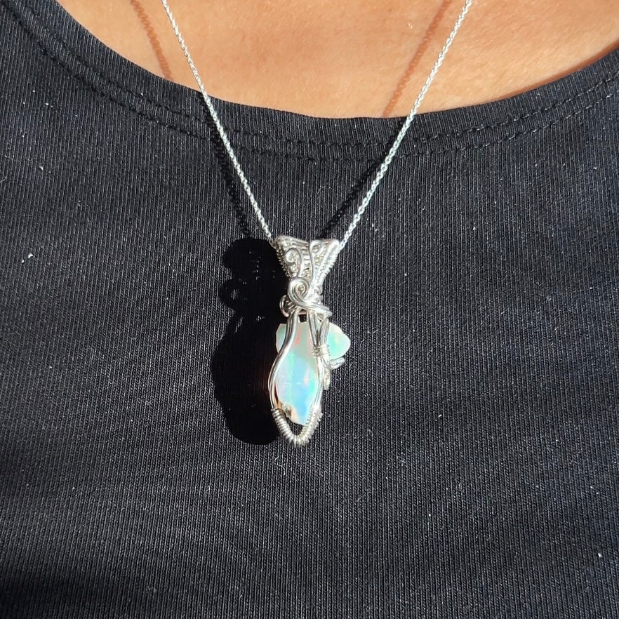 Opal Necklaces Sterling Silver *A*