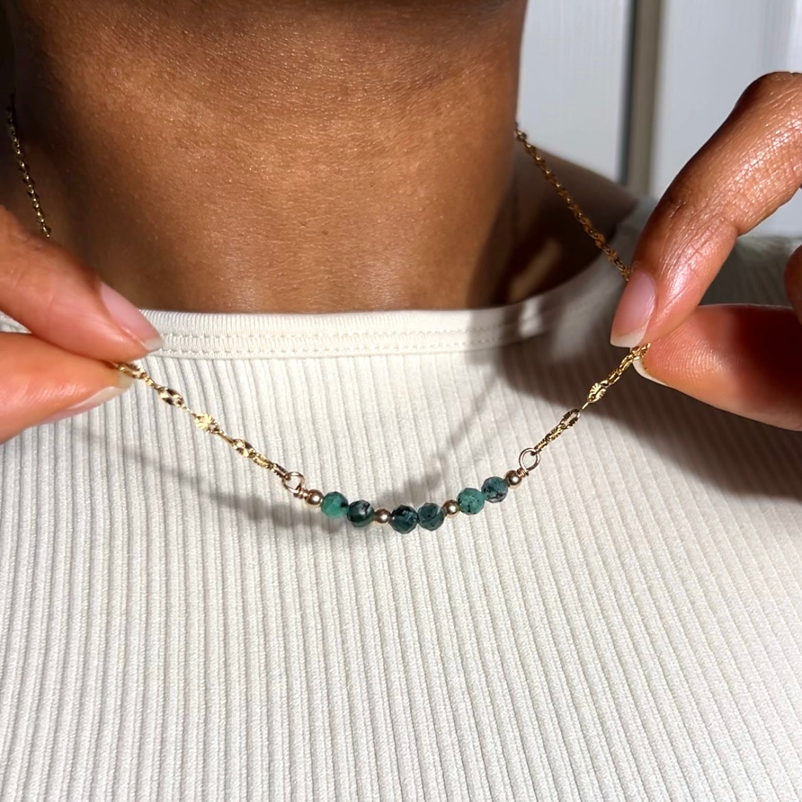 Birthstone Curved Bar Necklace