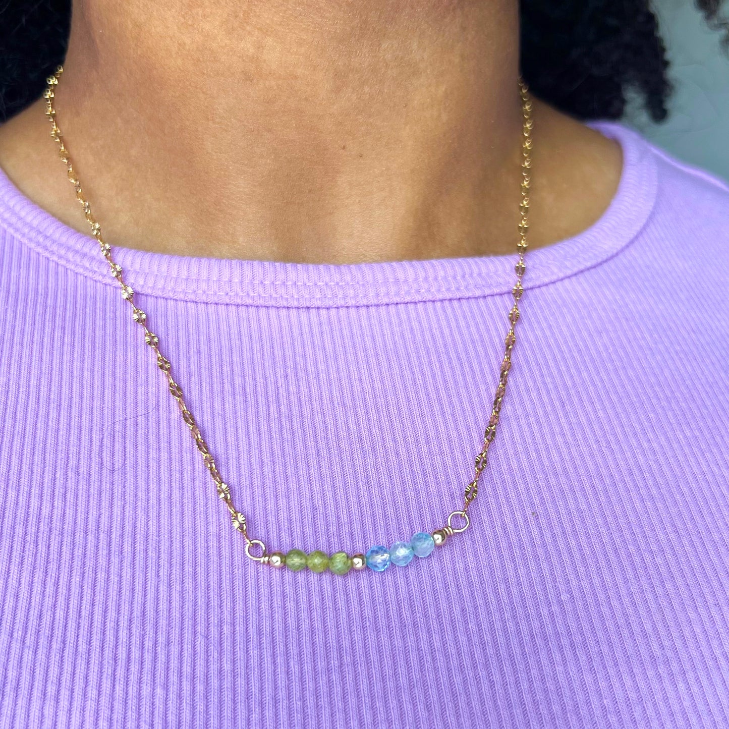 Customizable Birthstone Curved Bar Necklace