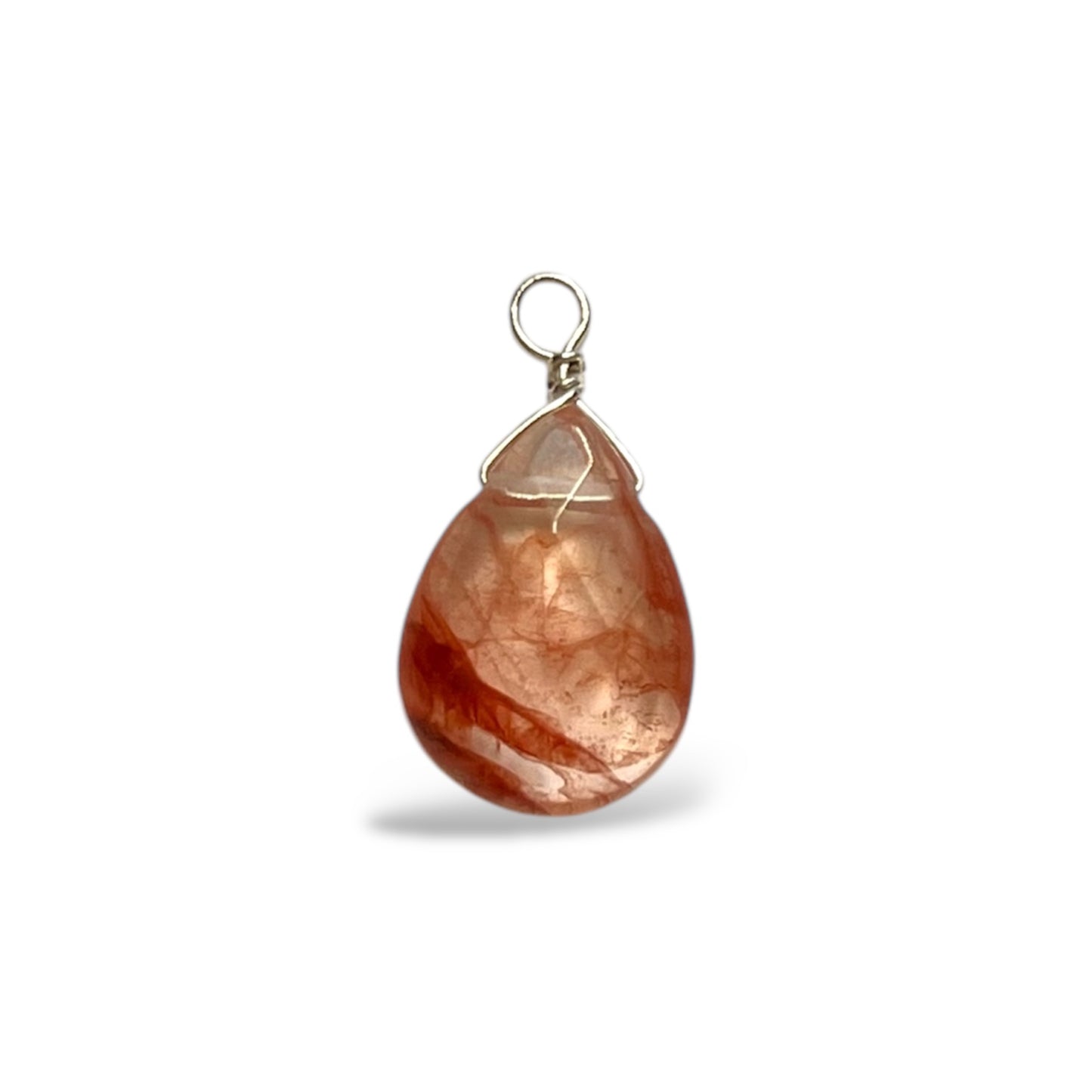 Fire Quartz Faceted Teardrop Charm