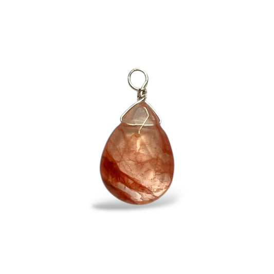 Fire Quartz Faceted Teardrop Charm