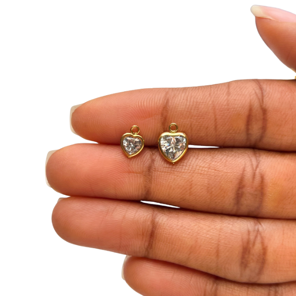 Gold Filled Cubic Zirconia Faceted Heart Charm
