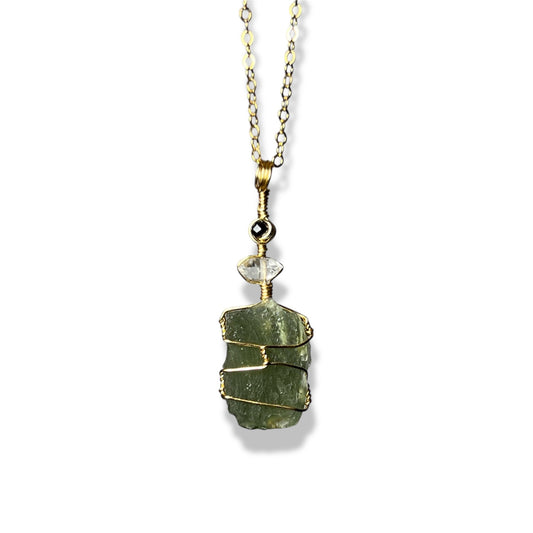 Moldavite Necklace Gold Plated *E*